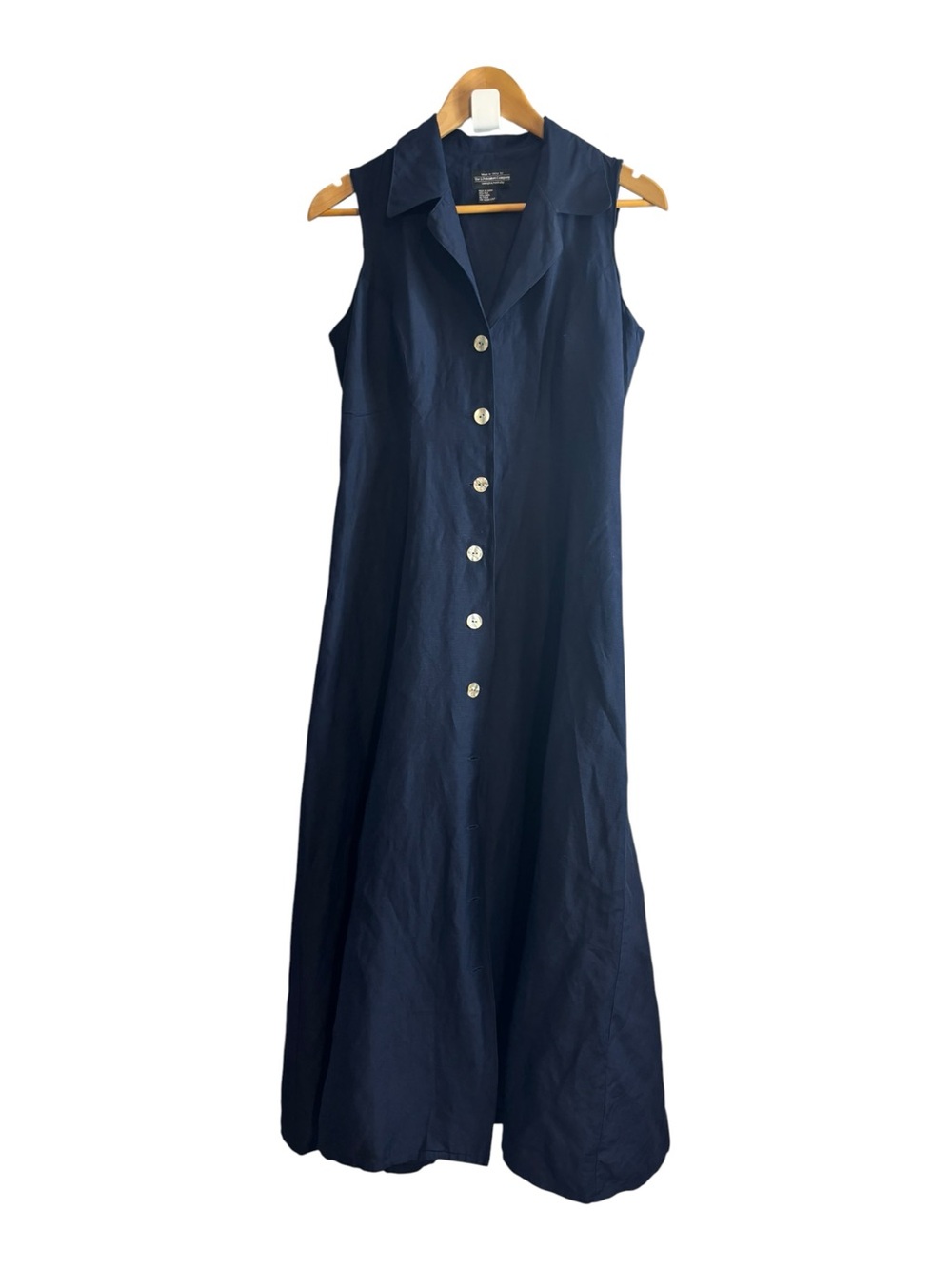 Vintage J. Peterman Company MIDI Shirt Dress linen silk Sleeveless Collared  6